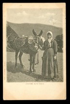 Vintage Paper Postcard Alta Italian Folk Dress Lady &amp; Donkey UDB Italy to USA - £10.27 GBP