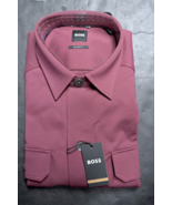 HUGO BOSS Hombre Cole Corte Holgado Doble Bolsillo Rojo Oscuro Pesado El... - $69.28