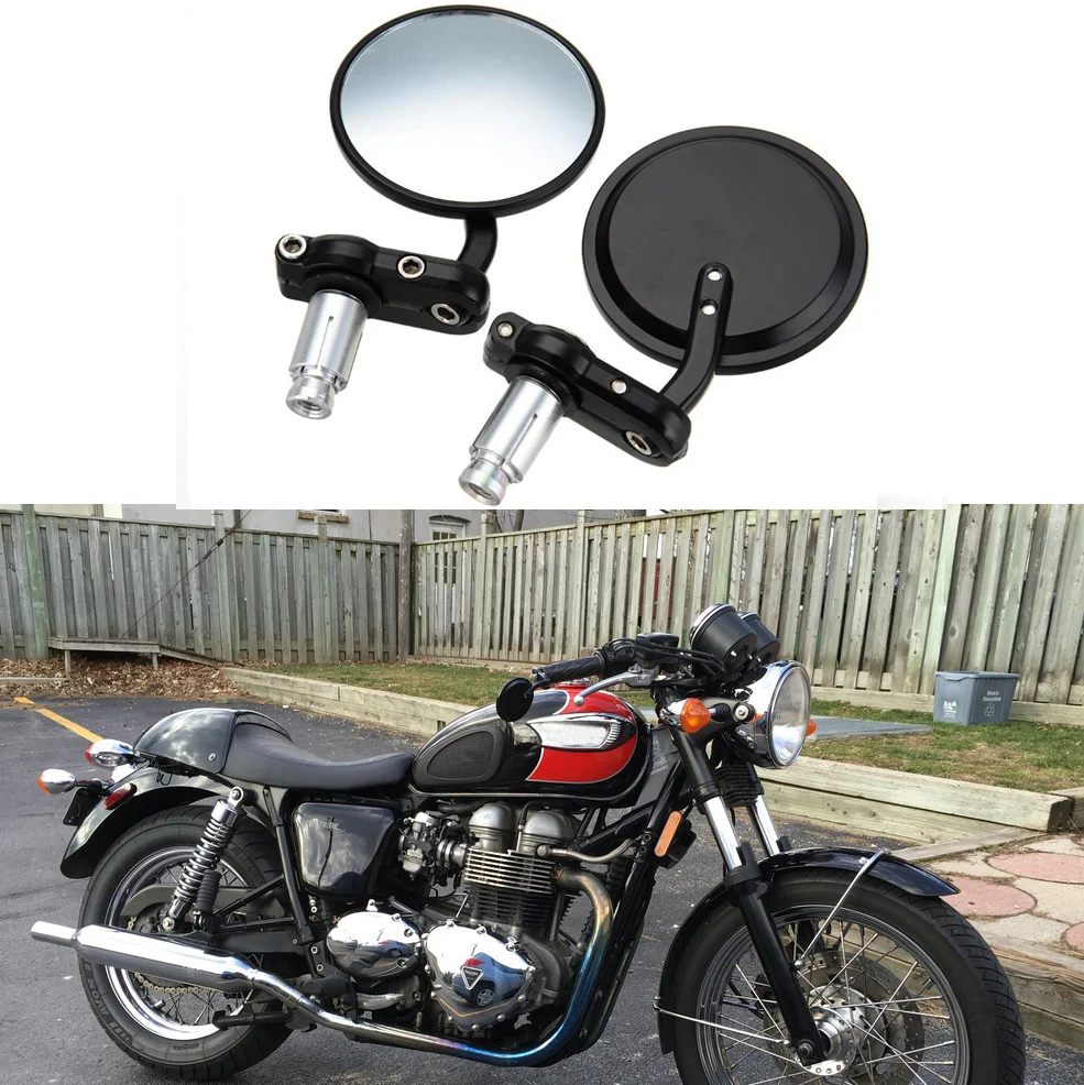 2pcs/Pair 7/8&quot; Universal Motorcycle Rear View Mirrors Round Handle Bar End - £9.28 GBP