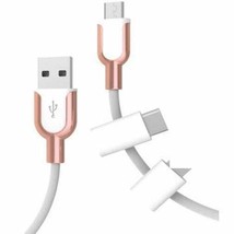 Electric Candy 3 Ft Micro Usb Cable In White And Gold - £5.62 GBP