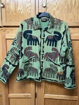 Indian Tropical Fashion Elephant Patchwork Boho Green Cotton Jacket S/M - £19.78 GBP