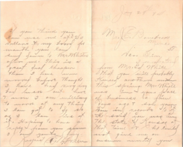 1894 Handwritten Letter EN Green employment request Bonebrake Oklahoma Territory - £29.11 GBP