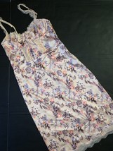 Victoria&#39;s Secret S gown slip DRESS Orange apricot blue floral satin lac... - £93.47 GBP