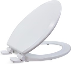 Elongated Molded Wood Toilet Seat, White, Slow Close, Easy, Highcraft W4... - £51.00 GBP