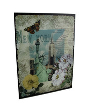 Zeckos Decorative New York Statue of Liberty Floral Glass Wall Hanging - £13.27 GBP