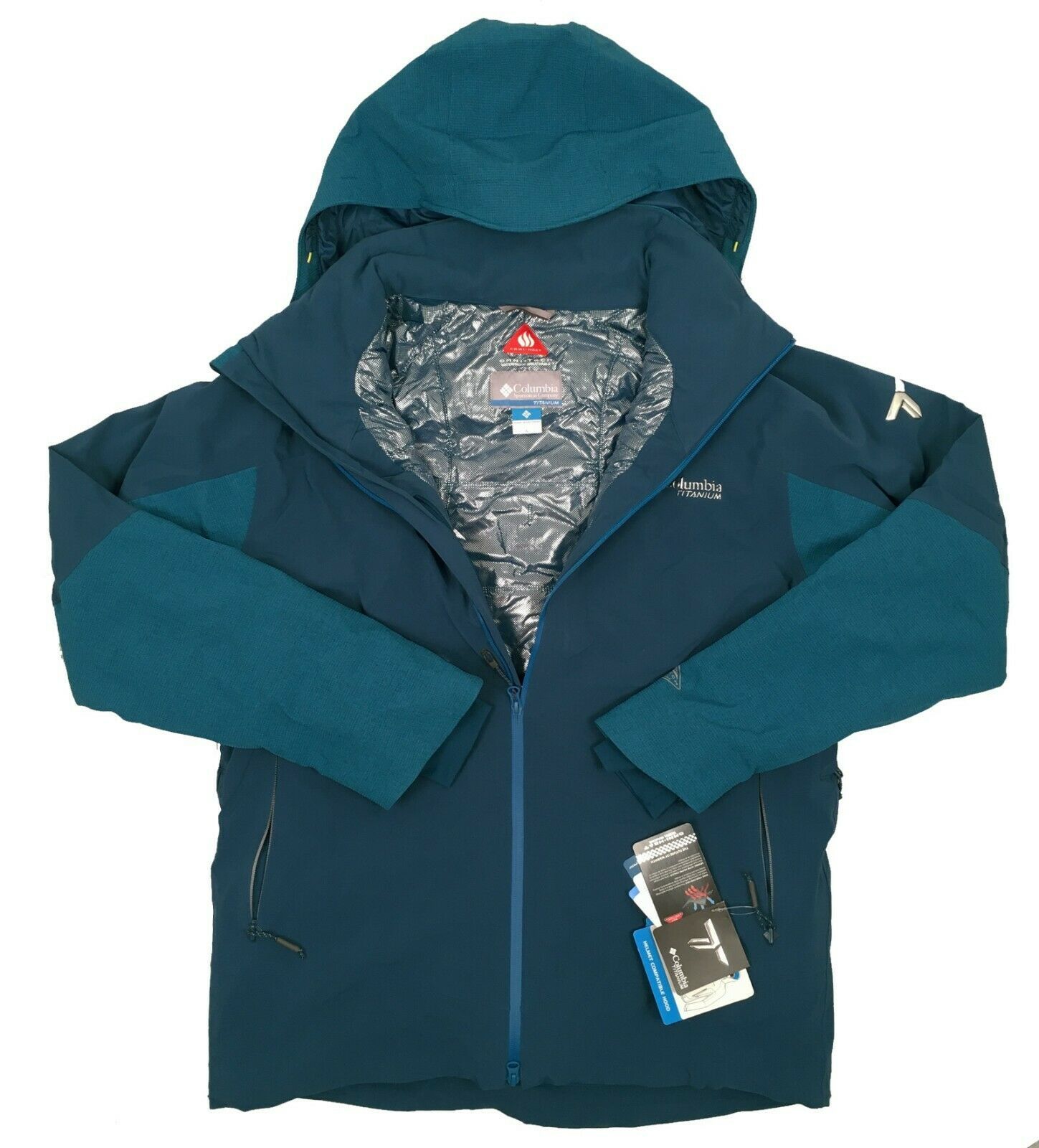 Primary image for NEW $350 Columbia Powder Keg Jacket!  L  Blue  Waterproof  Omni Heat  Omni Tech