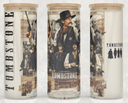 Frosted Glass Tombstone 1993 Movie Western Wyatt Earp Cup Mug Tumbler 25oz - £15.60 GBP
