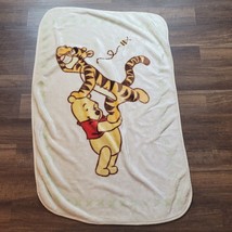 Winnie Pooh Holding Tigger Looking Bee Baby Blanket Cream Luxe Fleece Throw - £26.66 GBP