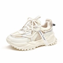 Chunky Sneakers Women Synthetic Leather Platform Mesh Cross-Tied Round Toe Femal - £110.41 GBP