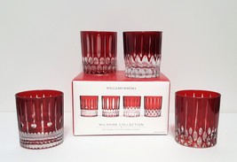 NEW Williams Sonoma Set of 4 Red Wilshire Jewel Cut Double Old-Fashioned Glasses - $199.99