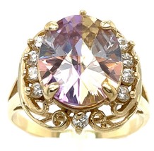 Cubic Zirconia Cocktail Ring REAL Solid 14 K Yellow Gold 5.7 g Size 8.25 - £528.67 GBP