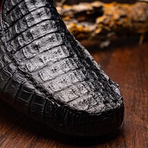 Remo Genuine Caiman Slip On Driving Loafers Black image 7