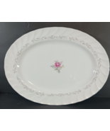 ROYAL SWIRL OVAL SERVING PLATTER Fine China of Japan 14 1/2&quot; Pink Rose - $9.97