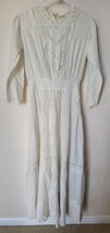 Authentic Early 1900&#39;s Antique White Edwardian Victorian Long Dress Size XS - £103.18 GBP