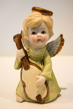 Girl Angel w/ Halo Playing Chello Christmas Angels Lefton China  Classic Figure - $12.19