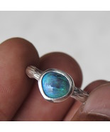 Australian Lightning Ridge Solid Black Opal Sterling Silver Ring - $134.99