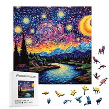 Wooden Jigsaw Puzzle  Van Gogh&#39;s  Starry Night  A3 Large Size Appx 11 x 11 - £13.29 GBP