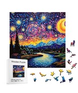 Wooden Jigsaw Puzzle  Van Gogh&#39;s  Starry Night  A3 Large Size Appx 11 x 11 - £13.30 GBP