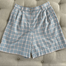Vintage 80s Liz Claiborne Plaid High Rise Front Pleat Shorts 12 14 - $24.48