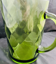 Hazel Atlas Harlequin Diamond Avocado Green Glass Pitcher Holds 64 OZ - £31.10 GBP