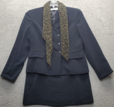 ASL Kasper 2 Piece Suit With Scarf Womens Petite 6 Black Lined Double Br... - $555.36 MXN