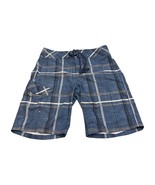 Mossimo Supply Co Board Shorts Men&#39;s 34 Blue Plaid High-Rise Lace-Up Swi... - $13.97