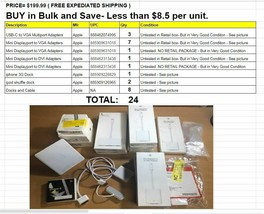 Apple USB-C to VGA Multiport ,Mini Displsayport to VGA Adapter &amp; more LOT OF 24 - £155.05 GBP