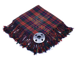 Handmade Scottish Traditional Cameron Tartan Kilt FLY PLAID &amp; Brooch   - £39.28 GBP