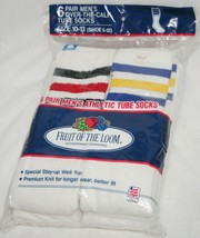 VTG Fruit of the Loom Athletic Tube Socks Over Calf 20&quot; Color Striped Men 10-13 - £93.07 GBP