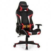 Reclining Swivel Massage Gaming Chair with Lumbar Support-Red - Color: Red - $4,299.41 MXN