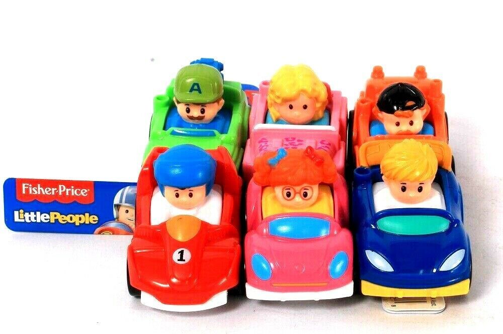 Primary image for 6 Count Fisher-Price Little People Wheelies Race Cars Age 1 1/2 To 5 Years