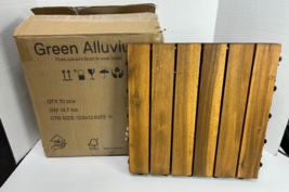 10 PC 6 Slat Wood 12x12 Interlocking Decking Tiles Natural Finish Craft ... - $29.65