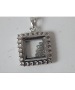 Sterling Silver CZ square Pendant With loose cz inside New - $249.22 MXN