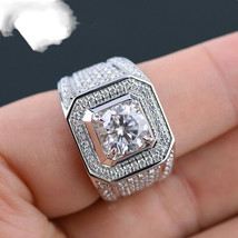Elvis Presley Wedding Ring Austrian Crystal Platinum Plated S.925 Size 7-13 Men - £80.31 GBP