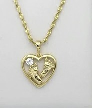 1Ct Round Cut Real Moissanite Women&#39;s Feet Heart Pendant 14K Yellow Gold Plated - £149.36 GBP