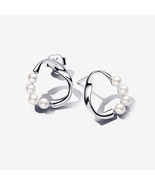 Organically Shaped Circle &amp; Treated Freshwater Cultured Pearls Stud Earr... - $29.49 CAD