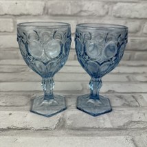 Fostoria Moonstone Light Blue Set of 2 Wine Goblets Glasses 51/8&quot; - £12.97 GBP