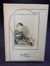 ANTIQUE CABINET CARD PHOTO 5.5” x 8” Smiling Young Boy Toddler on Blanket - $120.78 MXN