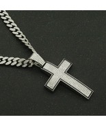 Silver Layered real Gold Filled HipHop IcedOut Cuban Link Chain &amp; Cross ... - $39.69 CAD