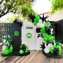 Green Black Video Game Balloon Garland Arch Kit With Gamer Controller Starburst  - £16.00 GBP