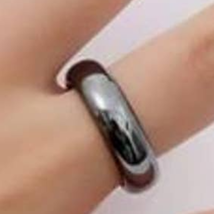 Black Hematite Stone Band Ring - Size 9 - £14.24 GBP