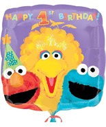 Sesame Street First Birthday Two Sided Square Mylar Foil 18&quot; Balloon NEW - $5.54 CAD