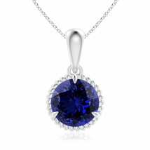 ANGARA Lab-Grown Rope-Framed Blue Sapphire Pendant in Silver (8mm,2.2 Ct) - £399.56 GBP