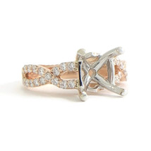 Crisscross Milgrain Diamond Engagement Ring Setting Mounting 14K Pink Rose Gold - £1,121.18 GBP