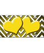 Yellow White Hearts Chevron Print Oil Rubbed Metal Novelty License Plate... - £15.14 GBP