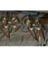 Pair of Two 2 Cast Iron Metal French Fleur de Lis Coat Towel Clothes Hoo... - $88.25 CAD