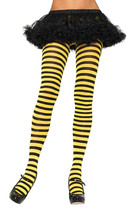 Leg Avenue Women&#39;s Nylon Striped Tights, Black/yellow, One Size - £51.50 GBP