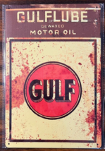 Gulf Oil GulfLube Dewaxed Motor Oil Vintage Novelty Metal Sign 12&quot; x 8&quot; ... - $8.98