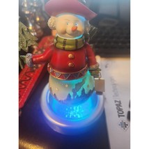 Heritage House Snowman PLASTIC Figurine W/Color Changing Base Christmas Decor - £11.14 GBP