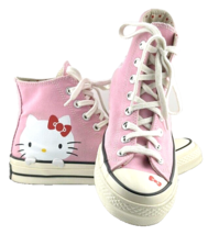 Hello Kitty Sanrio Converse All Star Sneakers Women 8.5 Pink Hi Top - £109.22 GBP